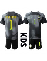 Brazílie Alisson Becker #1 Brankářské Domácí dres pro děti MS 2022 Krátký Rukáv (+ trenýrky)